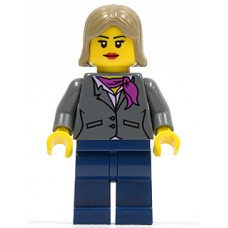 cty329 Dark Bluish Gray Jacket with Magenta Scarf, Dark Blue Legs, Dark Tan Female Hair 